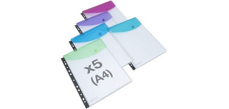 Pochettes perforées à rabat Rapesco A4 polypropylène lisse - Sachet de 5