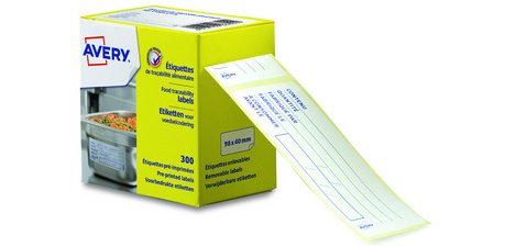 Avery food labels, size 98 x 40 mm, dispenser box of 300 labels, French