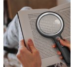 Loupe avec manche, lampe UV & LED, rond, noir