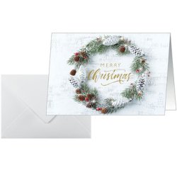 Kerstkaart 'Christmas wreath', A6 landschap