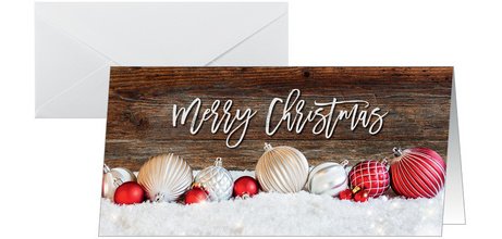 Carte de Noël 'Red and white Christmas with dark wood'