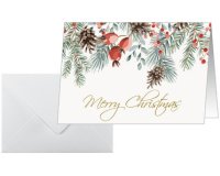 Carte de Noël 'Red berries and pine cones', A6