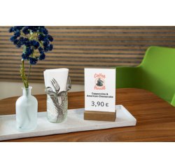 Présentoir de table avec socle en bois