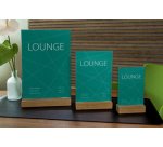 Présentoir de table avec socle en bois