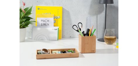 Pot à crayons Eyestyle, en bambou, carré