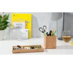 Plumier à crayons Eyestyle, en bambou, gris clair/noir