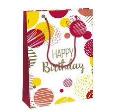 Packung mit 50 geschenktüten kraft, 21x37+7cm, punkte auf weißem hintergrund - weiß