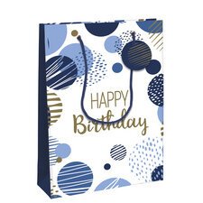 Sac cadeau 'Happy Birthday bleu', moyen