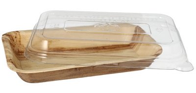 Bol en feuille de palmier avec couvercle, rectangulaire