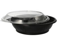 STARPAK Bol à salade avec couvercle, plastique, noir,