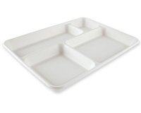 Plateau repas en canne à sucre, 4 compartiments