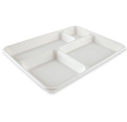 Plateau repas en canne à sucre, 4 compartiments