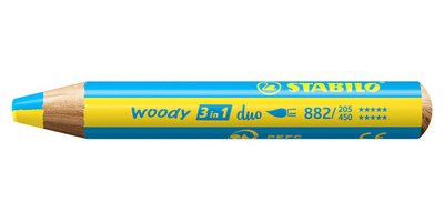 Crayon multi-talents woody 3en1 duo, jaune/bleu cyan