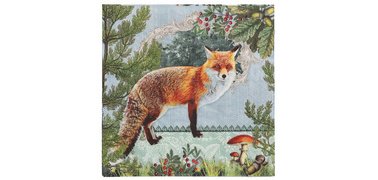 Serviette à motif 'Fox Portrait', 330 x 330 mm