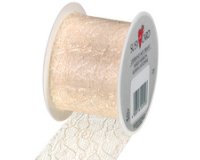 Ruban cadeau, sur bobine 'Lace ', crème