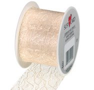 Ruban cadeau, sur bobine 'Lace ', crème