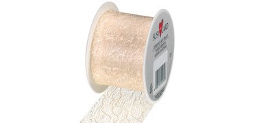 Ruban cadeau, sur bobine 'Lace ', crème