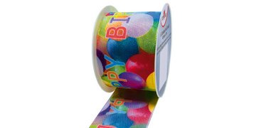 Ruban cadeau, sur bobine 'Ballons'