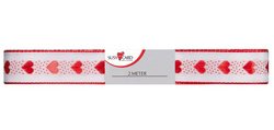 Ruban cadeau 'petit coeur', 15 mm x 2 m, rouge/