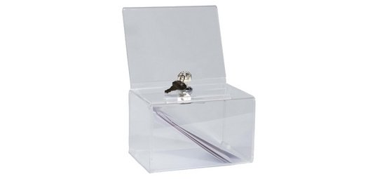 Urne, en acrylique, fermable à clé, transparent