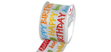 Ruban cadeau, sur bobine 'Birthday Party'