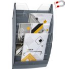 CEP Présentoir mural magnétique, A4, 5 compartiments, gris