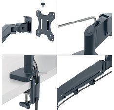 Bras pour écran Ergo avec support laptop, gris clair