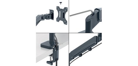 Bras pour écran Ergo avec support laptop, gris clair