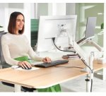 Bras pour écran Ergo avec support laptop, gris clair