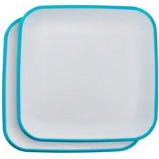 Set d'assiettes à salade, carré, set de 2, bleu