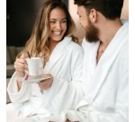 Peignoir de bain avec col châle, en coton, blanc