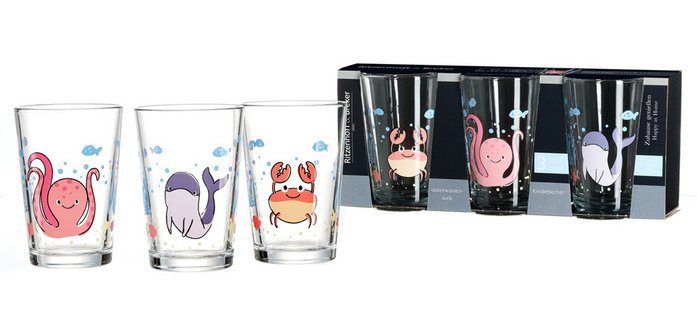 Verre MONDE SOUS-MARIN, set de 3