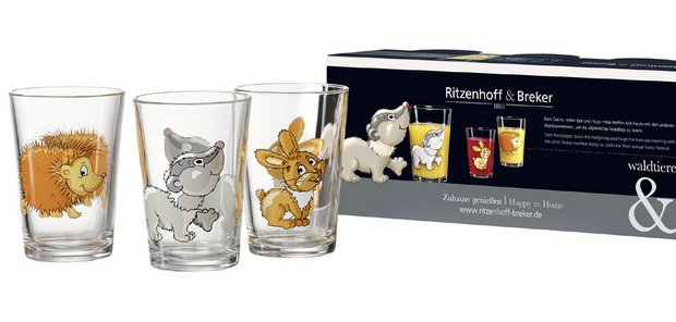 Verre ANIMAUX DE LA FORET, set de 3