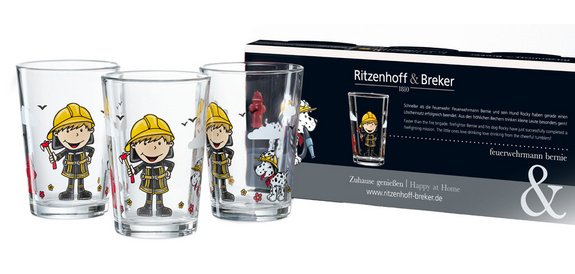 Verre BERNIE LE POMPIER, set de 3
