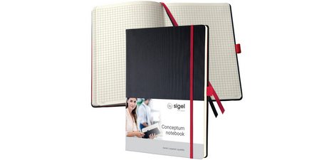 Carnet de notes Conceptum, A4, quadrillé, noir/rouge