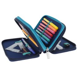 Etui scolaire TriCase 'Dip Dye Blue', 31 pièces
