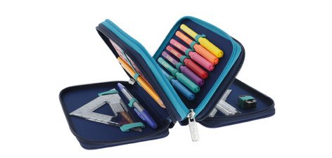Etui scolaire TriCase 'Dip Dye Blue', 31 pièces