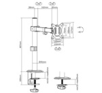 Support d'écran, longueur du bras: 200 mm, noir
