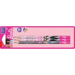 Crayon de papier Barbie, avec gomme, HB, blister de 6