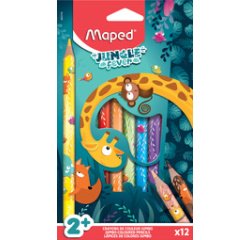Crayon de couleur JUNGLE fever JUMBO, étui de 12