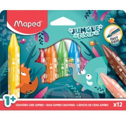 Crayon cire JUNGLE fever JUMBO, étui en carton de 12