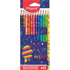 Crayon de couleur PIXEL PARTY, étui carton de 12