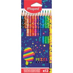 Crayon de couleur PIXEL PARTY, étui carton de 24