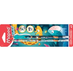 Crayon de papier JUNGLE fever avec gomme, blister de 2