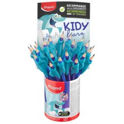 Crayon de papier, avec gomme & guide-doigt, pot de 22