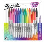 Marqueur permanent Sharpie Glam Pop pointe 1,5 à 3 mm - Pochette de 12