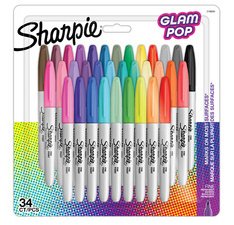 Marqueur permanent Sharpie Glam Pop pointe 1,5 à 3 mm - Pochette de 12