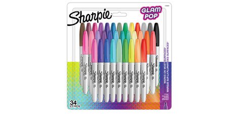 Marqueur permanent Sharpie Glam Pop pointe 1,5 à 3 mm - Pochette de 12