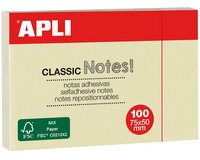 Notes adhésives 'CLASSIC Notes!', 75 x 50 mm, jaune