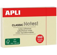 Notes adhésives 'CLASSIC Notes!', 75 x 50 mm, jaune